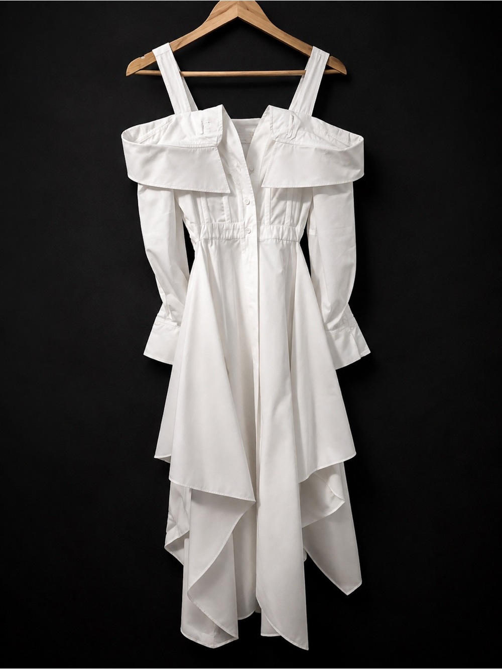 Alexander McQueen White Off-Shoulder Asymmetrical Layered Dress